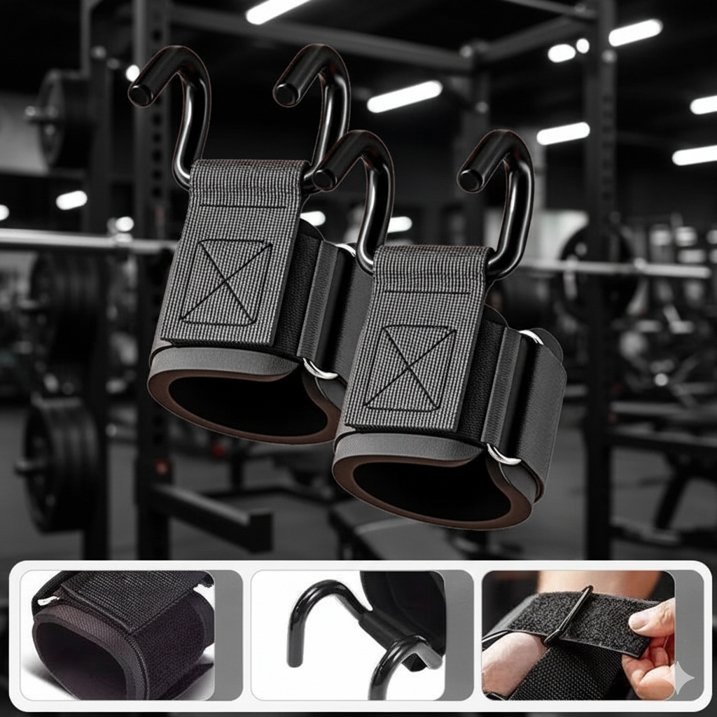 Crochets de Musculation avec Bandes de Poignet