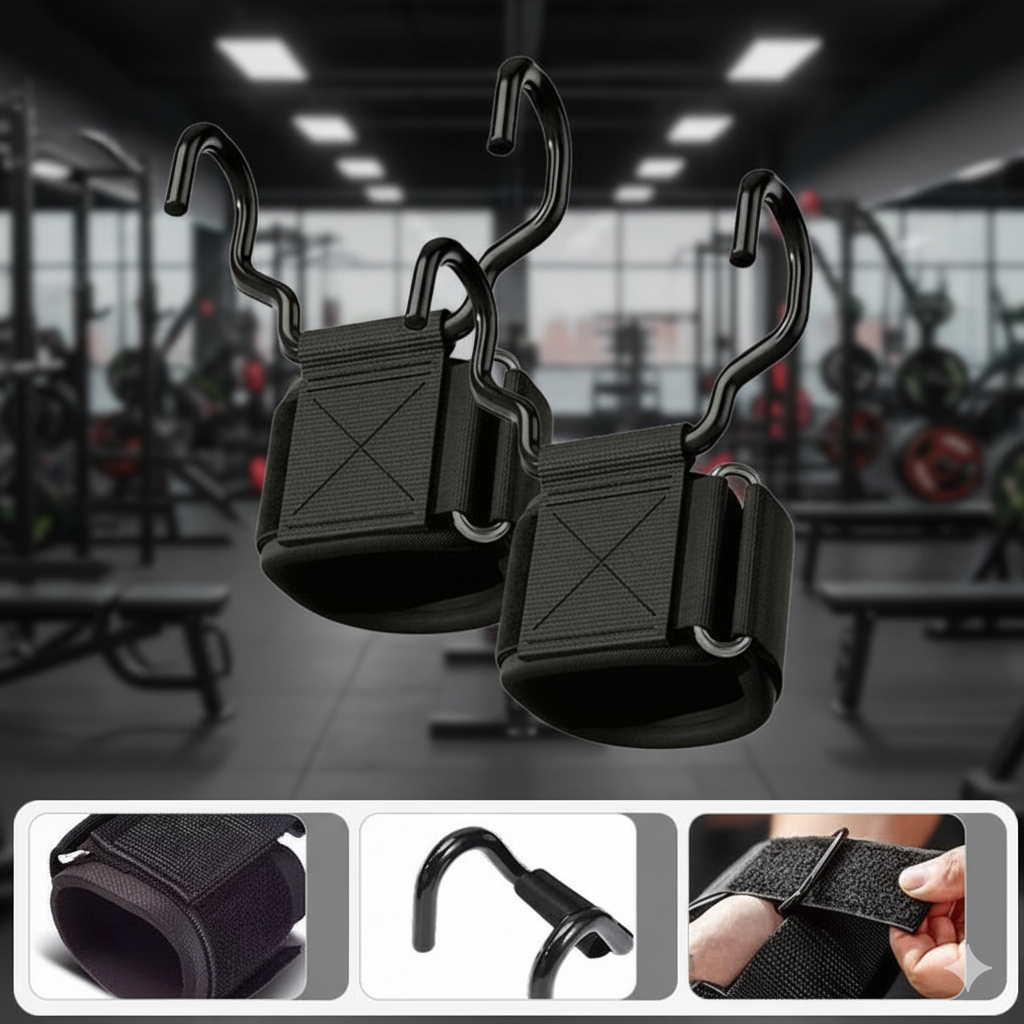 Crochets de Musculation avec Bandes de Poignet
