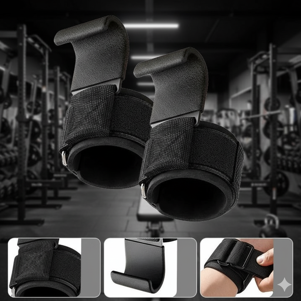 Crochets de Musculation avec Bandes de Poignet